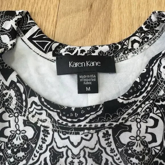 Karen Kane A Line Knit Dress Womens M Black White Beach Summer Casual Lined Boho - Picture 4 of 7